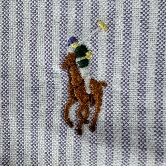 POLO Ralph Lauren Men’s Purple & White University Stripe Slim Fit OCBD - SMALL - Picture 5 of 13